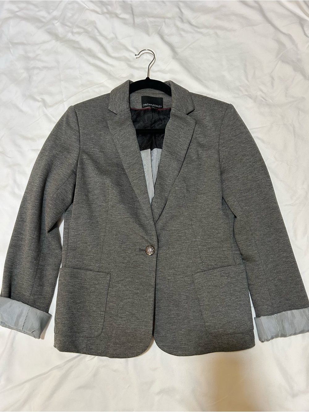 Cynthia Rowley Gray Blazer with Burgundy Trim